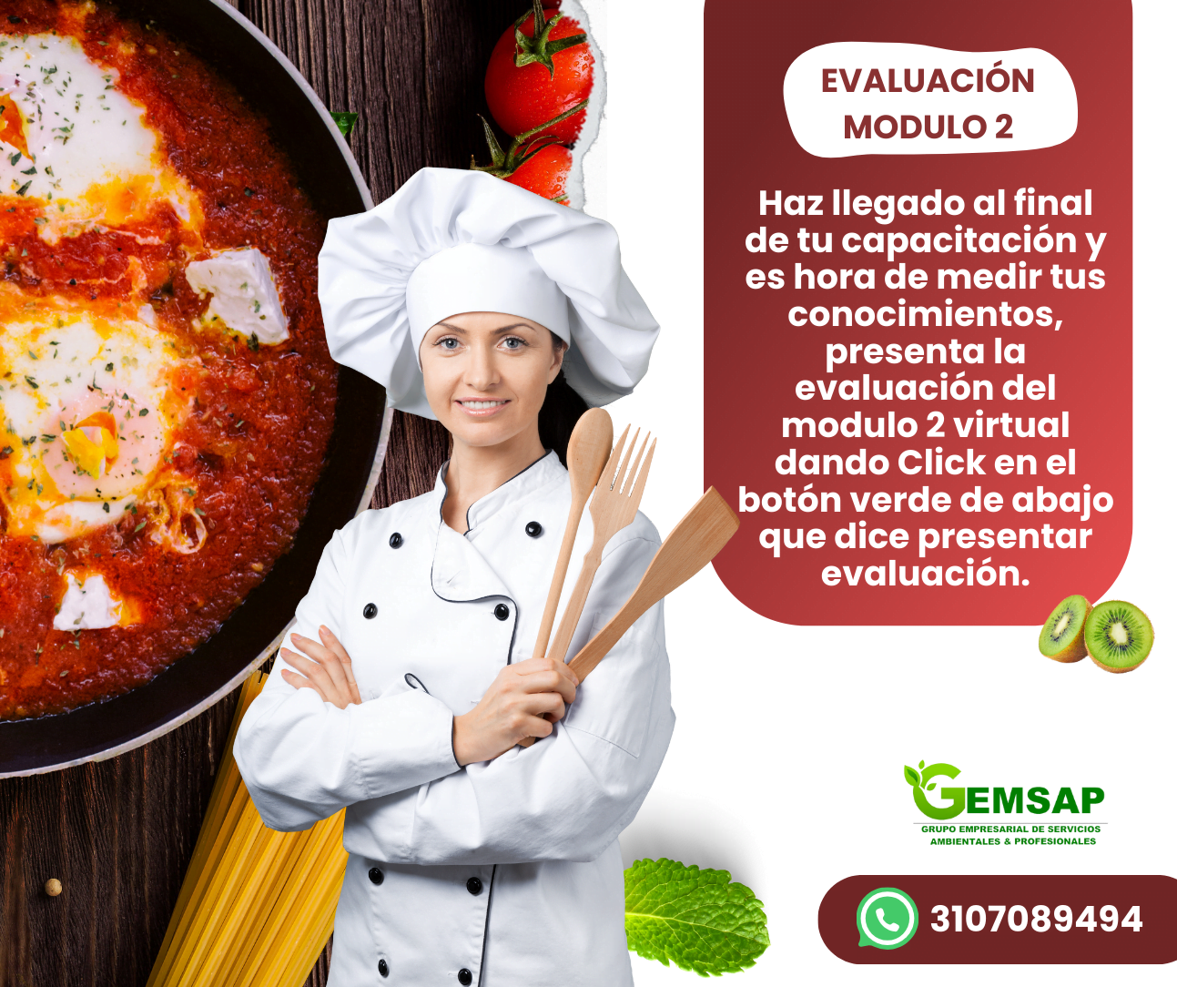 Evaluación curso de manipulación de alimentos modulo 2