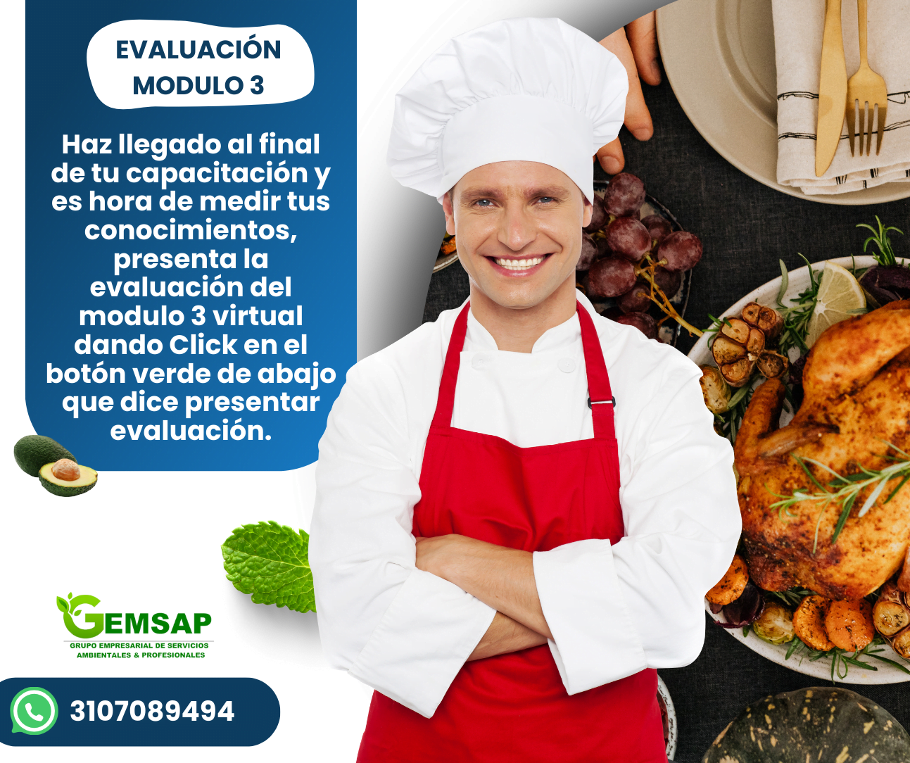 Evaluación del curso de manipulación de alimentos modulo 3